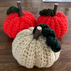 Hand Crafted Crochet Farmhouse Pumpkins (Set of 3)